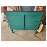 Green wooden outdoor box and contents