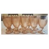 10 light pink heavy wine glasses