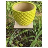 Lime Green Ceramic Flower Pot & stand