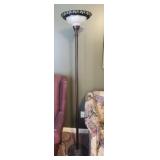 Vintage Metal and Glass Tall Floor Lamp