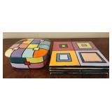 Hand made pottery box with plates