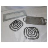 Trays and pewter trivets