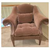 Brown Velvet Upholstered Armed Chair