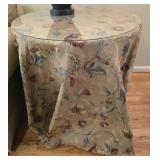 Glass top wood side table