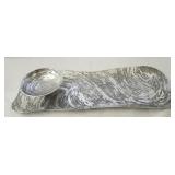 Pewter tray with dip bowl