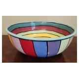 Large handmade multicolor pottery bowl