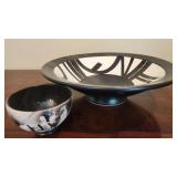 2 black&white pottery bowls
