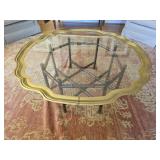 Stunning glass top wood base coffee table