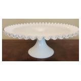 Beautiful glass white ruffled edge cake plate