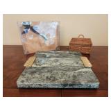 Marble server wood server and coasters