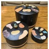 Set of 3 Maitland Smith canisters with lid