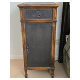 Stunning Wooden Metal Enlay Locking Cabinet w Key