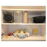 Cabinet of Oneida Teapots Glassware & More