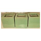 Set of 3 Green Ceramic Square Planters