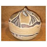 Handmade Aztec Pottery Style Piece with Lid