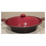Heavy Red Dish with Lid Made in France