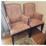Pair of wooden upholstered arm chairs