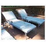 Pair of Metal Patio Lounge Chairs w Cushions