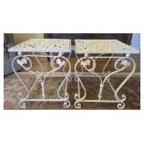 Pair of white iron plant stands