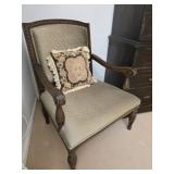 Beautiful Carved Wood Decorative Chair & Pillow