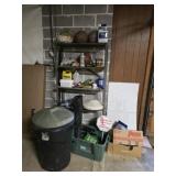 Large garage lot shelf and contents