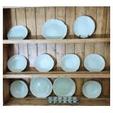 11 Piece Green Lattice Dishes & Candles