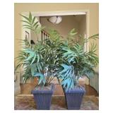 Pair of plastic base faux plants