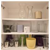 Cabinet of Misc Glass & Ceramic Vases Planters Etc