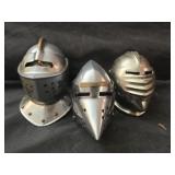 Lot of 3 stainless helmet decor