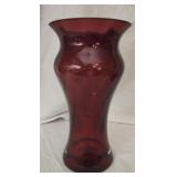 Large cranberry color glass vase