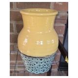 Heavy Decorative Yellow & Blue Vase