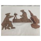 3 wooden pieces of wall decor
