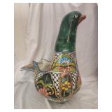 LARGE ceramic bird pot AS IS has been repaired