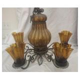 Large unique amber color chandelier