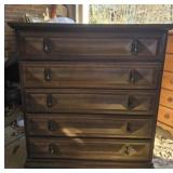5 drawer wood chest of drawer as is