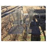 Set of 4 black metal outdoor chairs
