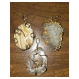 Lot of Twisted Wire & Crystal Stone Pendants