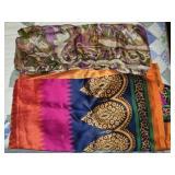 Lot of 2 Large Vintage Silk Fabrics