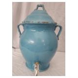 Blue ceramic drink dispenser AS IS HAS CRACKS