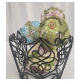 Basket with floral spheres