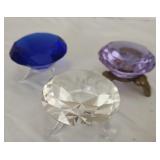 3 small acrylic diamond decor with stands