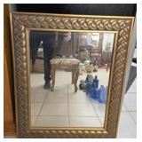 Wood framed beveled edge mirror