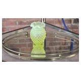 Small Yellow Hobnail Fenton Vase & Mirrored Tray