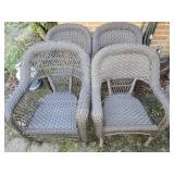 Set of 5 Brown Wicker Like Plastic Outdoor Chairs