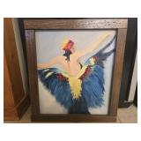 Framed Oil on canvas painting of a dancer