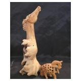 Lot of 2 Hand Carved Horse Decor