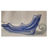 Blue and white art glass piece
