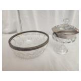 Glass bowl and candy bowl with lid