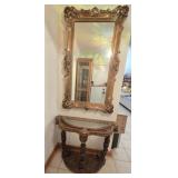 Beautiful Gold Gilded Foyer Table & Mirror