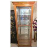 Beautiful Lighted Etched Glass Curio Cabinet
